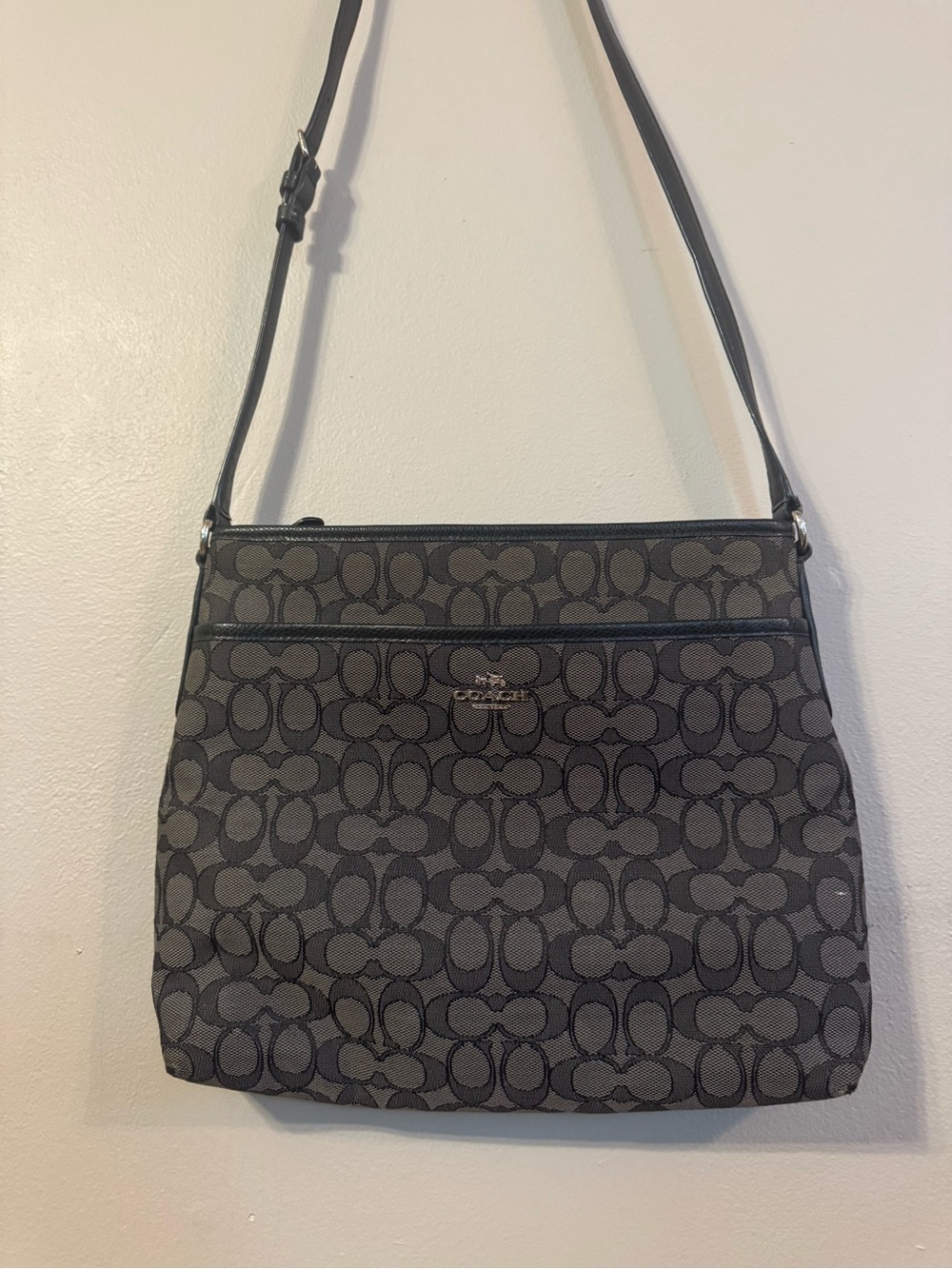 Coach Black and Charcoal Signature Crossbody Bag